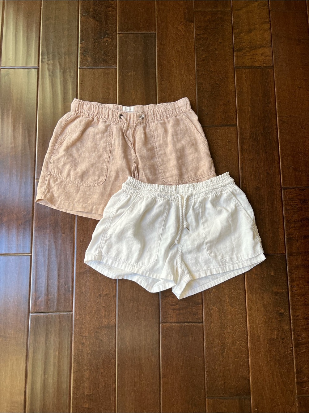 Love Tree Linen-Blend Athletic Shorts in Blush and Cream (2-Pack)